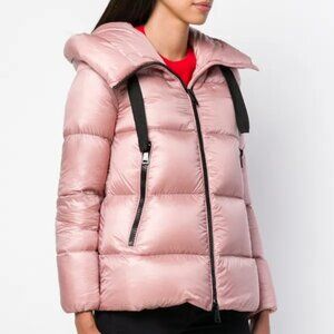 Moncler Serin Pink Quilted Hooded Down Jacket